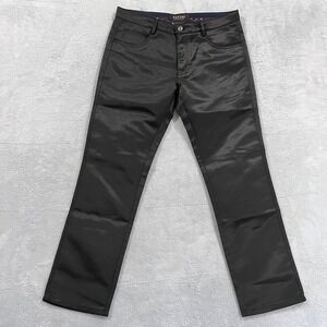 Pavini Italian Coated Pants Men's 33x29 Black Slim Fit Designer‎ Preppy